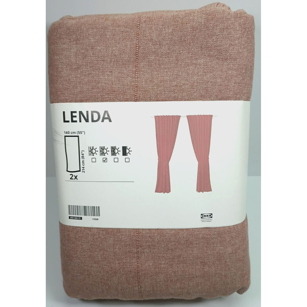 IKEA LENDA Curtains 2 Panels (1 Pair) Red-Brown 55x84" 100% Cotton 805.580.75